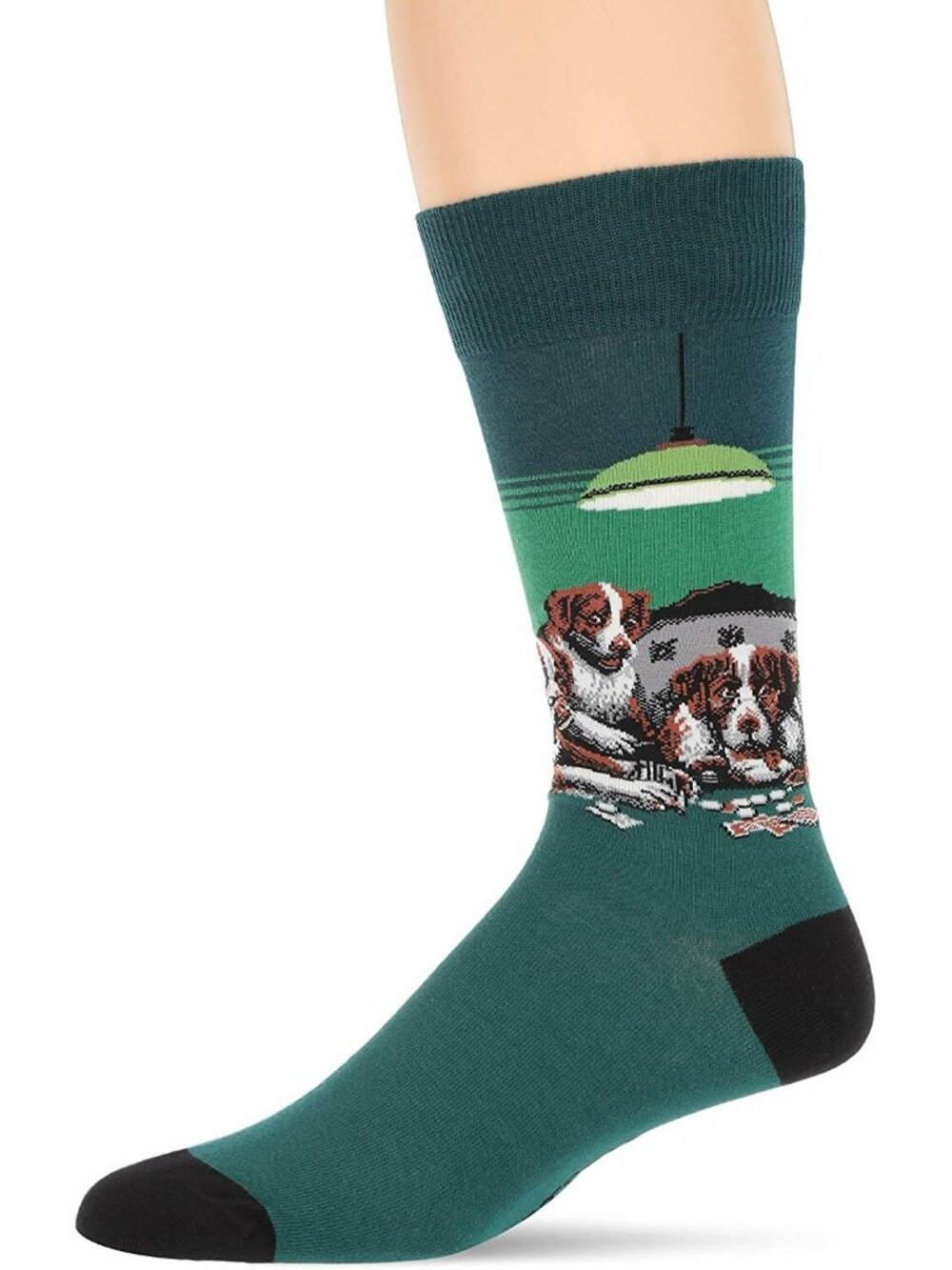 Hot Sox Mens Dogs Playing Poker Crew Socks Shoe Size 6-12 NWT Man Cave Gift